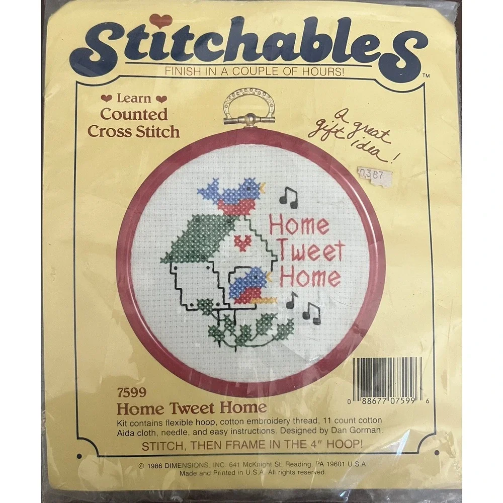 Vintage Dimensions Stitchables Counted Cross Stitch - Home Tweet Home 1986 NOS